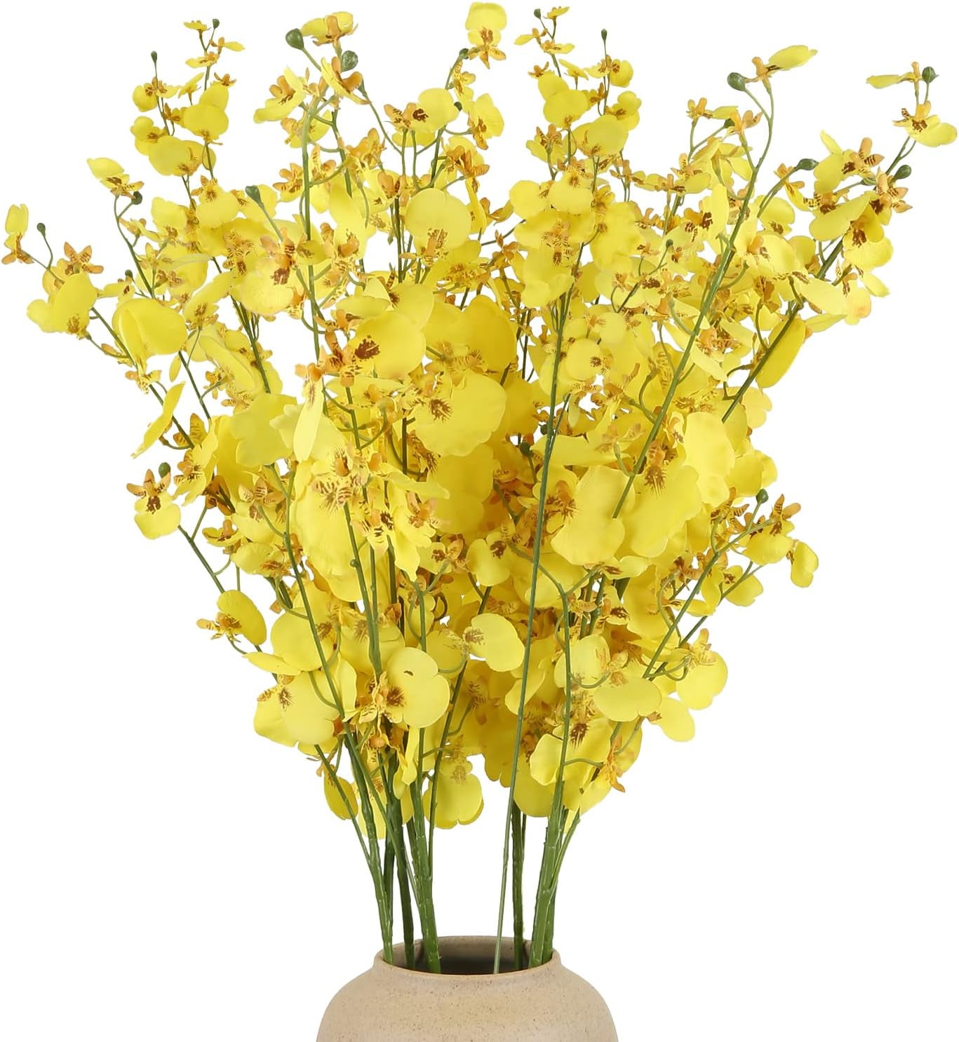 Artificial Orchids Silk Flowers,10 PCS (Each 37'') White Orchids Artificial Flowers Fake Orchid Long Stem Artificial Flowers Fake Silk Flowers for Indoor Outdoor Wedding Home Office Decoration(White)