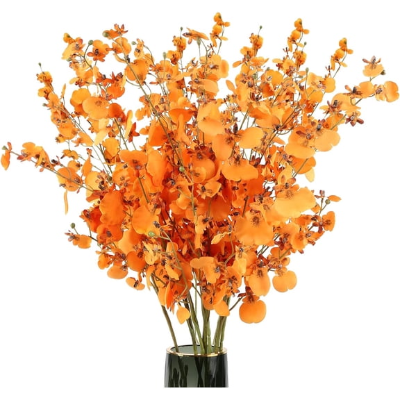 Artificial Orchids Silk Flowers,10 PCS (Each 37'') White Orchids Artificial Flowers Fake Orchid Long Stem Artificial Flowers Fake Silk Flowers for Indoor Outdoor Wedding Home Office Decoration(White)