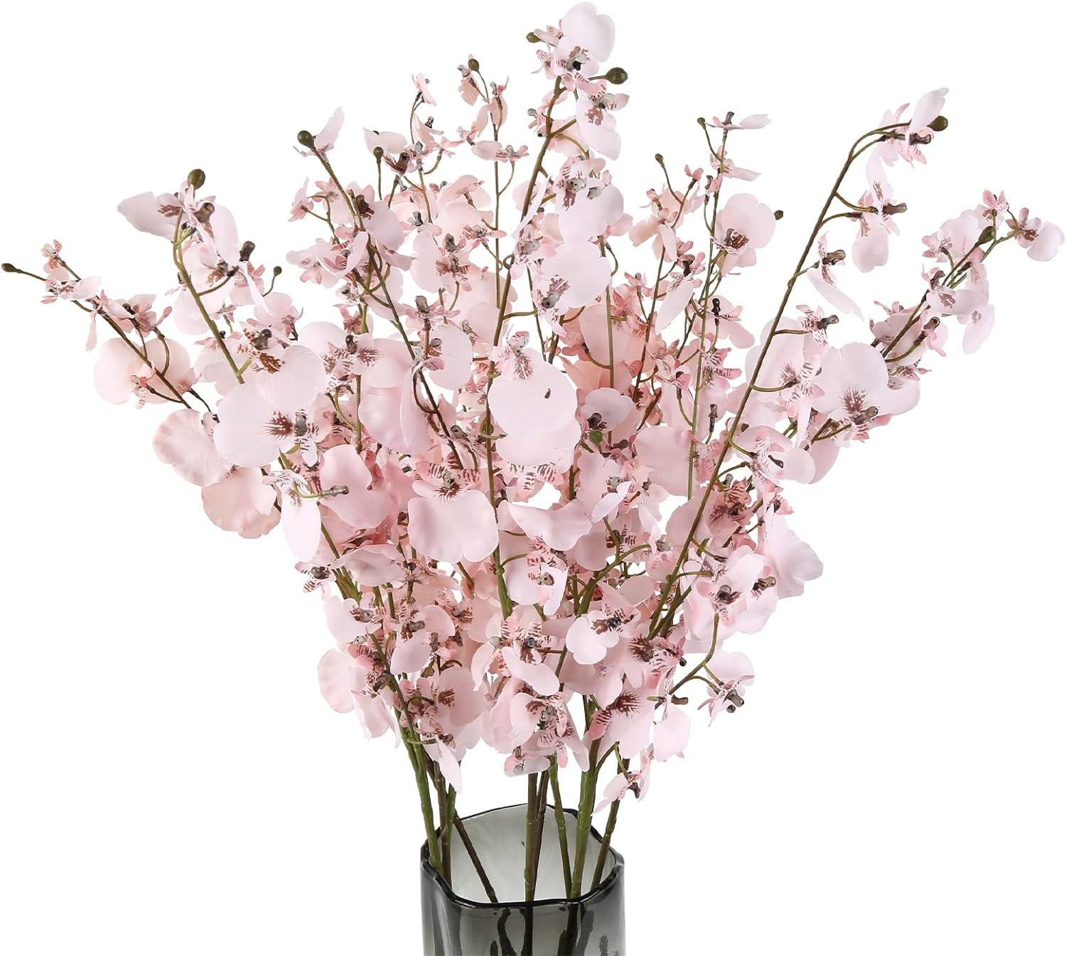 Artificial Orchids Silk Flowers,10 PCS (Each 37'') White Orchids Artificial Flowers Fake Orchid Long Stem Artificial Flowers Fake Silk Flowers for Indoor Outdoor Wedding Home Office Decoration(White)