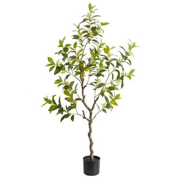 Artificial Osmanthus Tree Faux Plant Potted, Adjustable Branches, Realistic Fake Osmanthus Flowers Tree For Home Front Door Outdoor Indoor Decoration