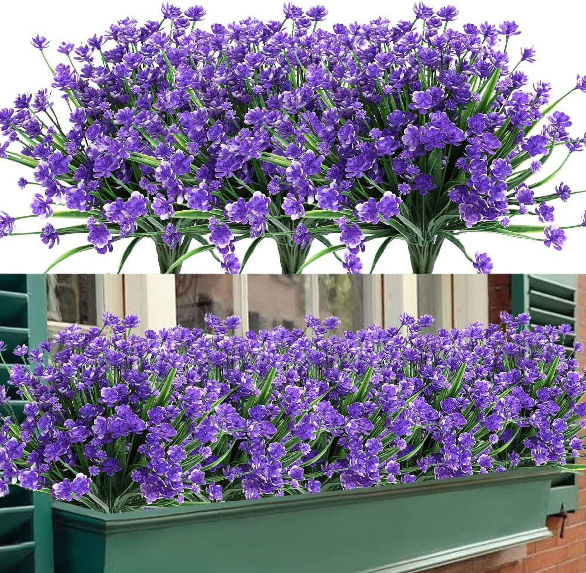 Artificial Outdoor Flowers, Fake UV Resistant Foliage Greenery Faux Plants Shrubs Plastic Bushes for Indoor Outside Hanging Planter Wedding Farmhouse Decor (Pink)