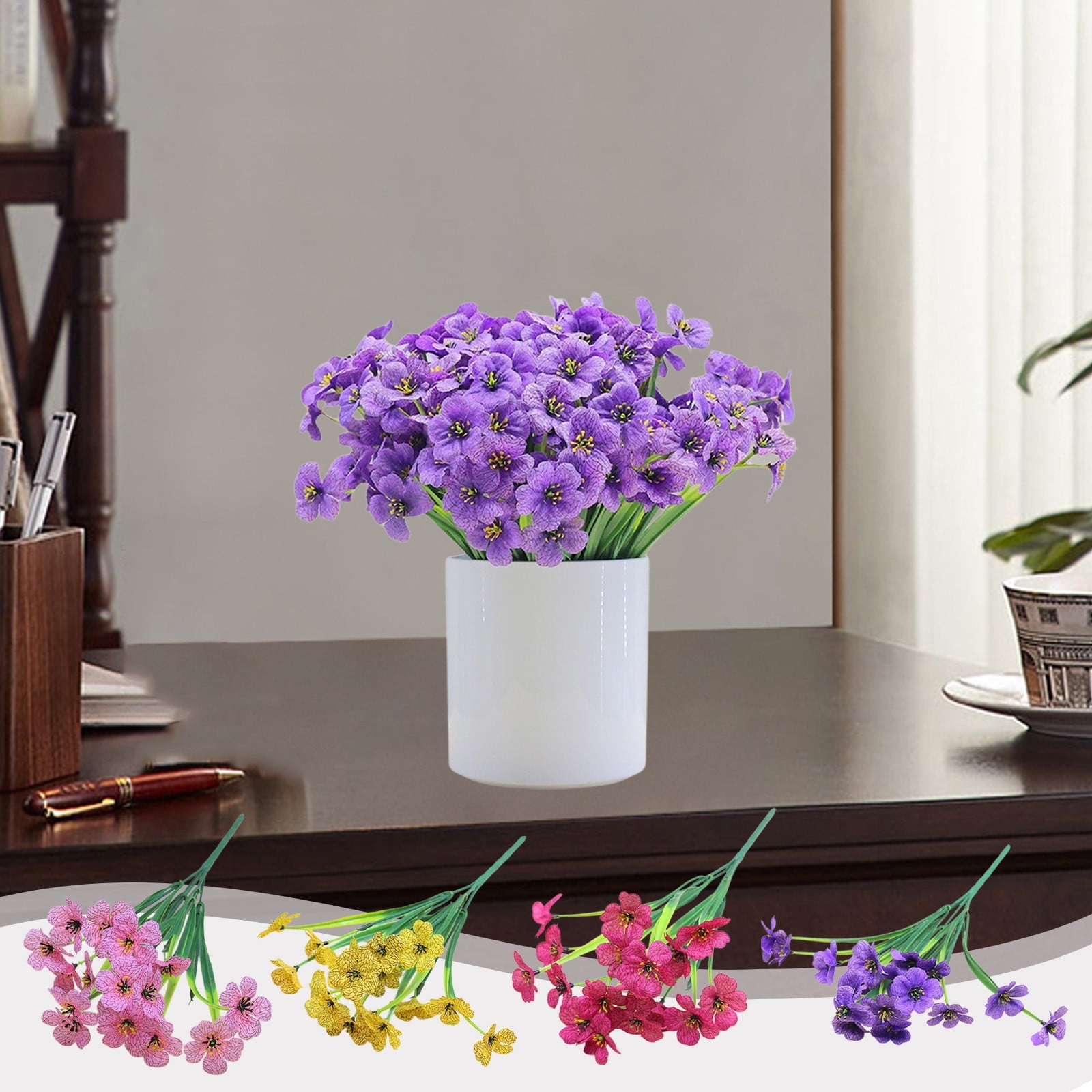 Artificial Outdoor Flowers | Plastic No-Fade UV-Resistant Bouquet ...