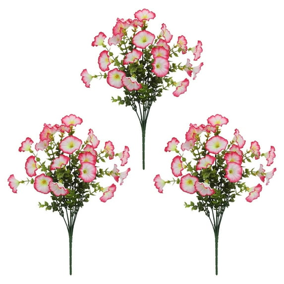 Artificial Outdoor Flowers Set | 3PCS Lifelike Morning Flower Stems - Weather-Resistant Faux Silk | Maintenance-Free Patio Garden Decor | Floral Arrangements