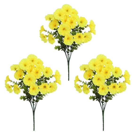 Artificial Outdoor Flowers Set | 3PCS Lifelike Morning Flower Stems - Weather-Resistant Faux Silk | Maintenance-Free Patio Garden Decor | Floral Arrangements