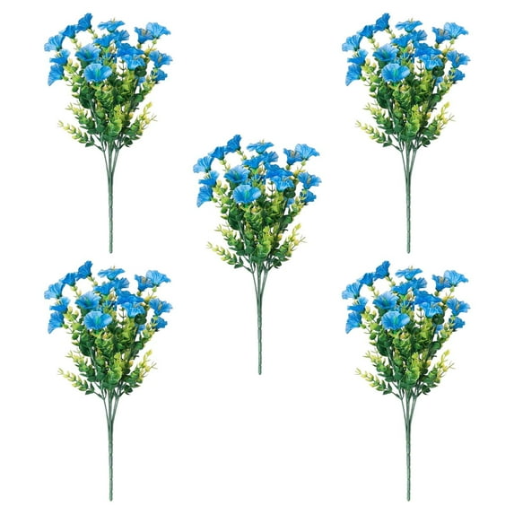 Artificial Outdoor Flowers Set | 5-Piece Realistic Silk Morning Blooms | Weather-Resistant | Low Maintenance Garden Decor | Lifelike Floral Arrangement for Patio & Yard