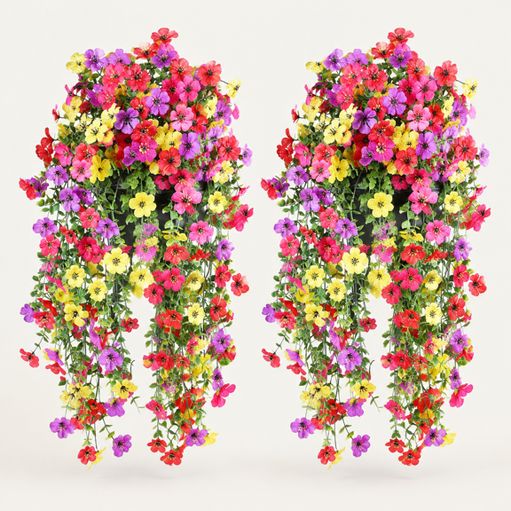 Artificial Outdoor Flowers, UV Resistant Fake Silk Flowers, 2PCS