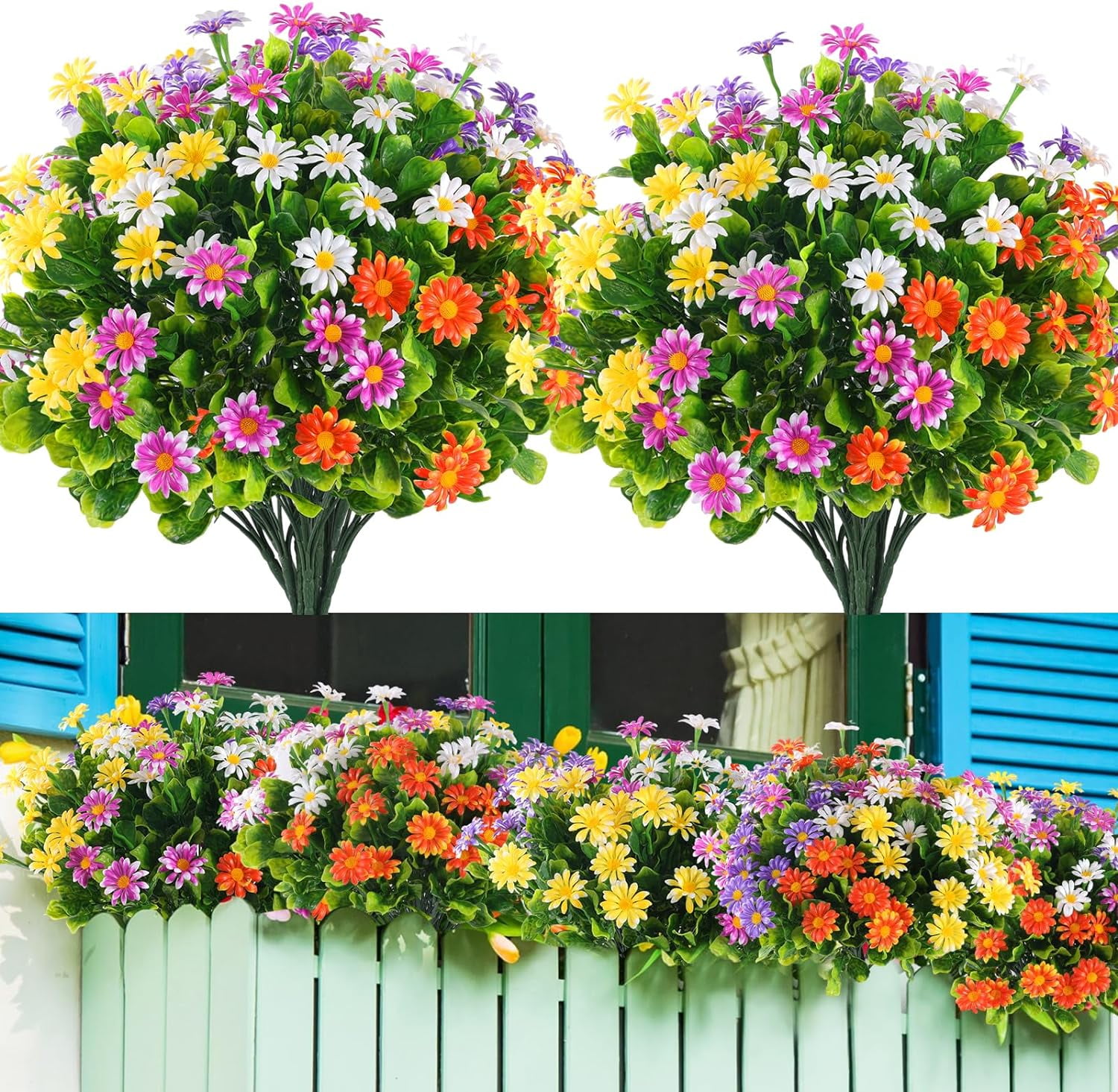 Artificial Outdoor Flowers UV Resistant Plastic Daisy Flowers For