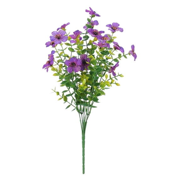 Artificial Outdoor Flowers - Uv Resistant Fake Blooms for Spring Summer Garden Porch Decor, No Odor Colorful Stems Purple