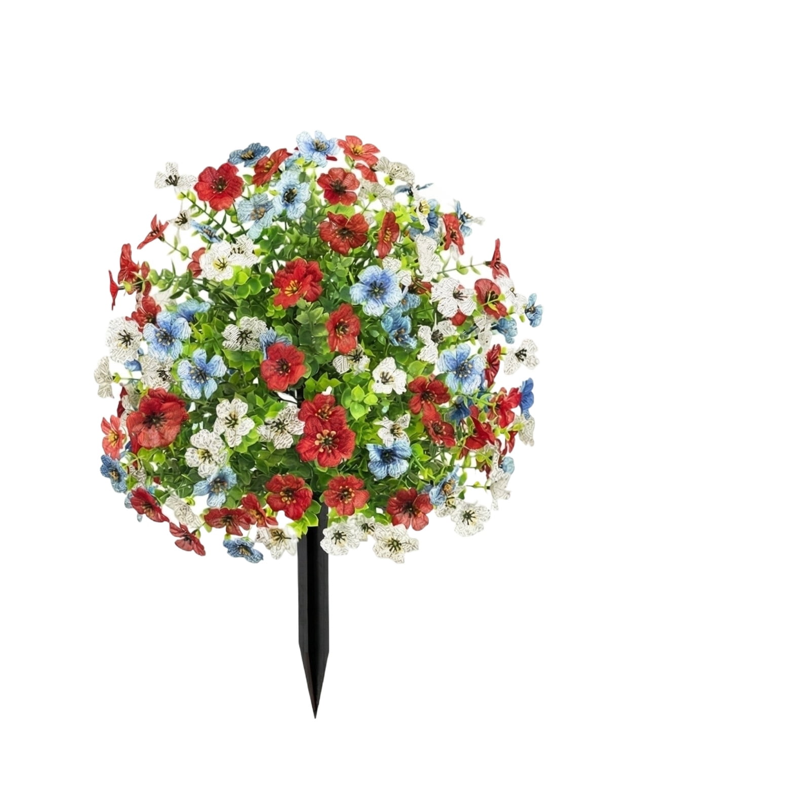 Artificial Outdoor Flowers with Ground Stake, 22" Tall UV Resistant Outdoor Faux Flowers for Garden, Yard, Planter and Porch