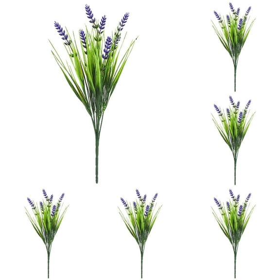 Artificial Outdoor Lavender Plants 10pc, Bendable Faux Grass Stems for Front Porch, Patio, Planters, Garden Beds, Seasonal Outdoor Decor