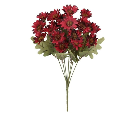 Artificial Outdoor Mums UV Resistant - Fall Decor Fall Flowers with Eucalyptus, Waterproof Windproof Sunset Mums for Patio, Garden, Porch Decor, Realistic Chrysanthemum