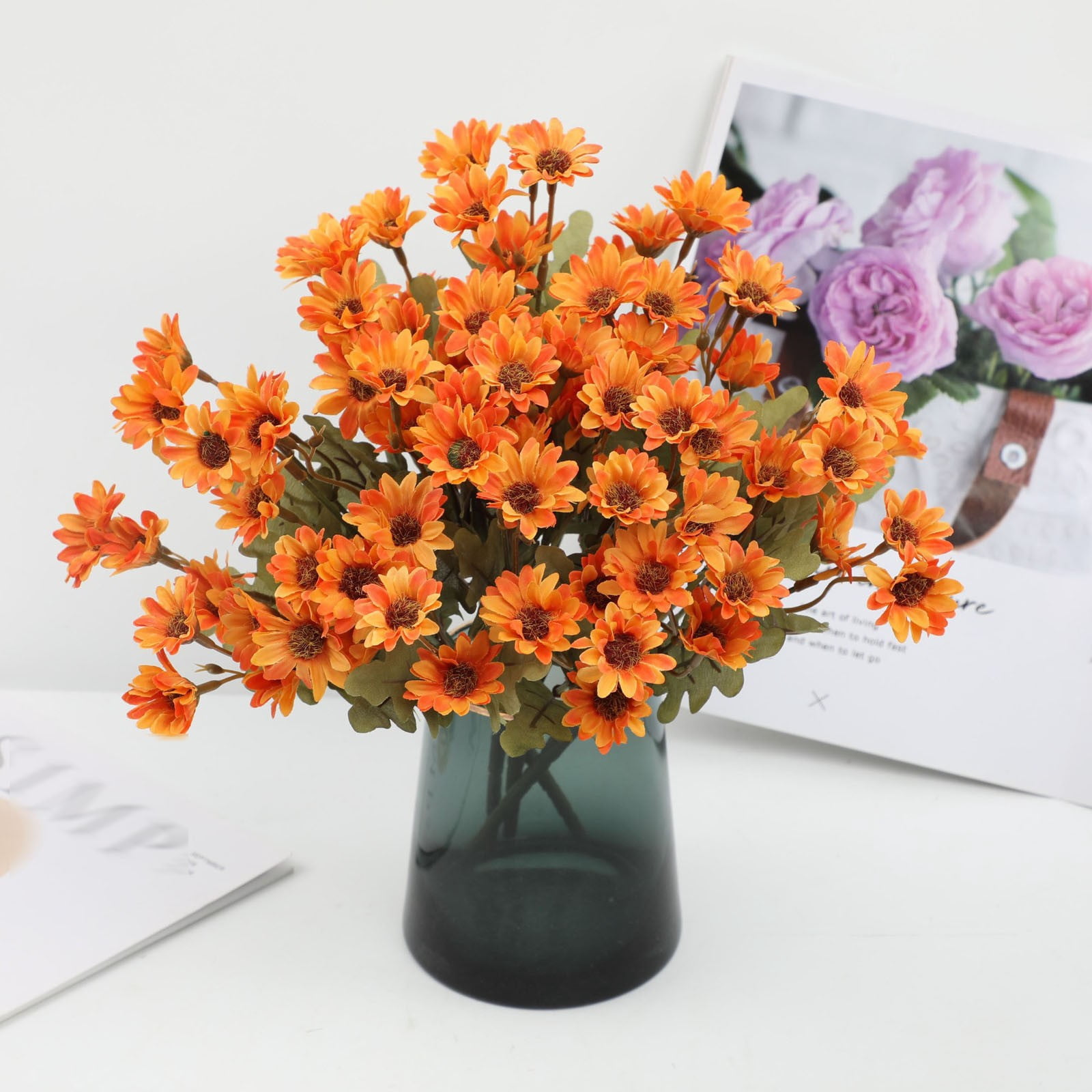 Artificial Outdoor Sunset Mums Flowers - UV Resistant, Waterproof ...