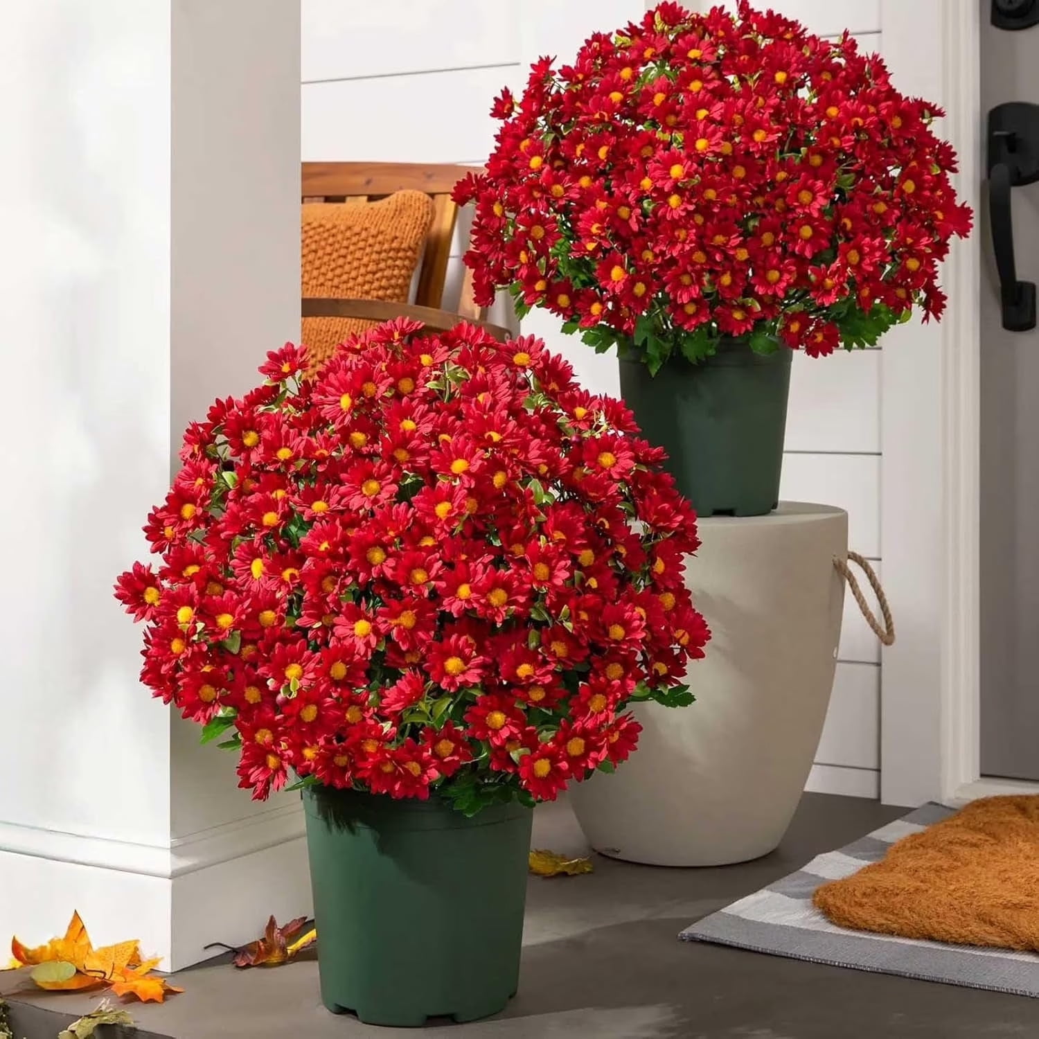 Artificial Outdoor Sunset Mums Flowers - Uv Resistant, Waterproof, Fake ...