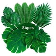 thumbnail image 1 of Artificial Palm Leaves -84Pcs 6 Kinds Large Small Green Fake Palm Leafs with Stems for Hawaiian Party Table Decoration, 1 of 8