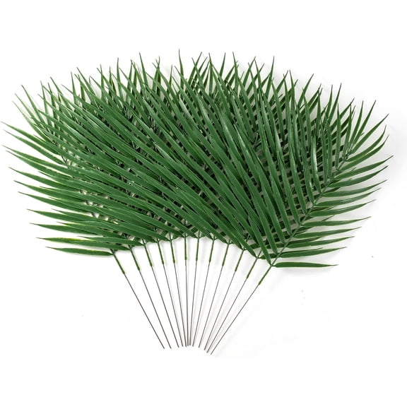 Artificial Palm Leaves, Palm Branches for Palm Sunday, 12 Pcs Large Branches Decoration, Tropical Leaf with Stem Party Decorations, Faux Tree Leaves Decor(18.9'')