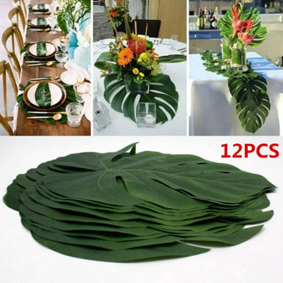 Artificial Palm Plants Leaves Faux Turtle Leaf Fake Tropical Large Palm Tree Leaves Imitation Leaf Artificial Plants for Home Kitchen Party Decorations Green Large Leaves