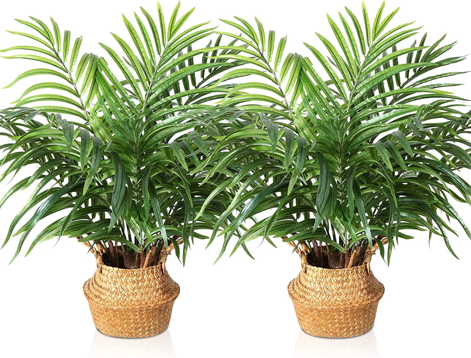 28'' Green Artificial Palm Tree with Handmade Seagrass Basket