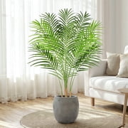 Keeplush 4FT Artificial Palm Tree - Lifelike Fake Palm Indoor Decor, 13 Silkwith Realistic Bark Design Leaves, Large Faux Floor Plant in Pot for Home Office Living Room 120cm