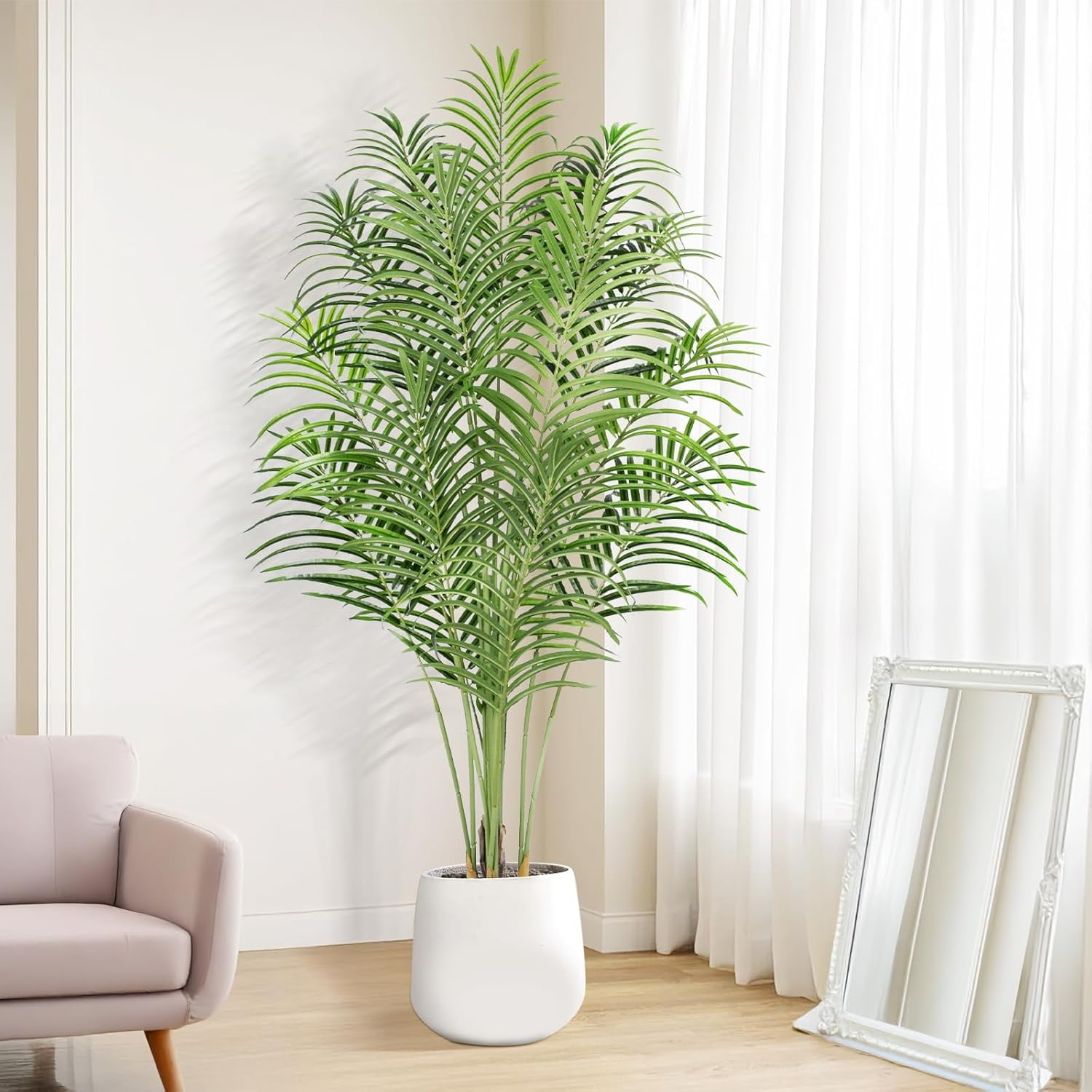 Artificial Palm Tree 5.5ft Tall Fake Palm Tree Indoor Decor with 15 ...