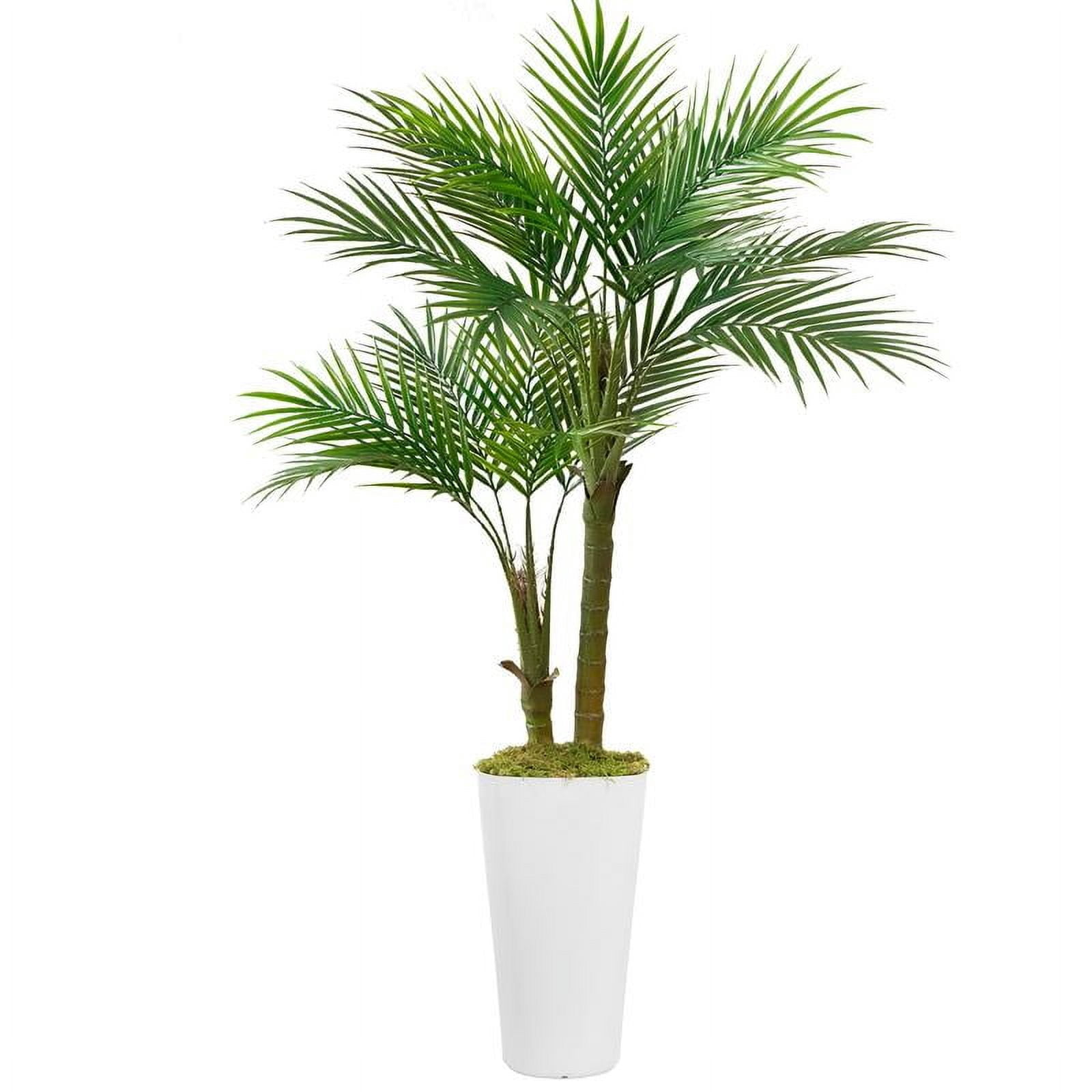 Artificial Palm Tree 5FT - Fake Plants with White Tall Planter, Faux ...
