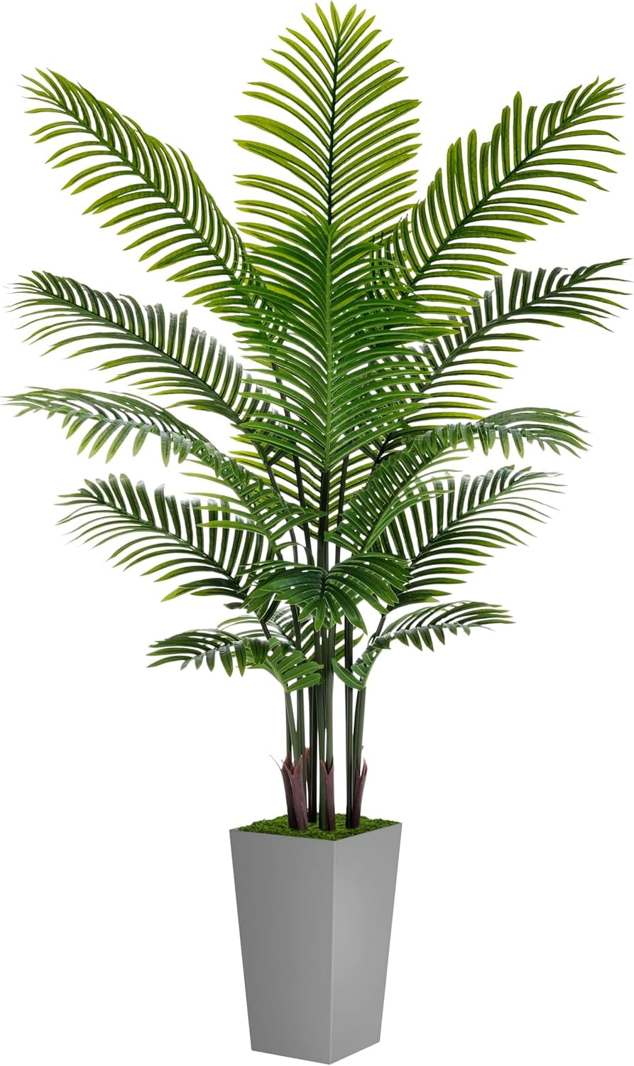 Artificial Palm Tree 6FT - Fake Tree with Gray Tall Planter - Faux ...