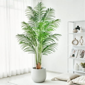 Keeplush 6FT Artificial Palm Tree - Lifelike Fake Palm Indoor Decor, 18 Silkwith Realistic Bark Design Leaves, Large Faux Floor Plant in Pot for Home Office Living Room (180cm)