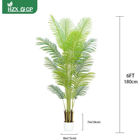 Artificial Palm Tree Indoor 6ft with Realistic Leaves and Adjustable Branches and 15 Trunks, Faux Plants Indoor Tall - Ideal for Home Decor in Living Rooms, Offices, and Bedrooms (6FT Palm Tree)