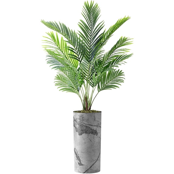 Artificial Palm Tree in Modern Planter, Fake Areca Tropical Palm Silk Tree for Indoor Outdoor Home Decoration - 66" Overall Tall (Plant Pot Plus Tree)