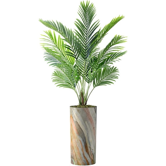 Artificial Palm Tree in Morden Planter, Fake Areca Tropical Palm Silk Tree for Indoor Outdoor Home Decoration - 66" Overall Tall (Plant Pot Plus Tree)