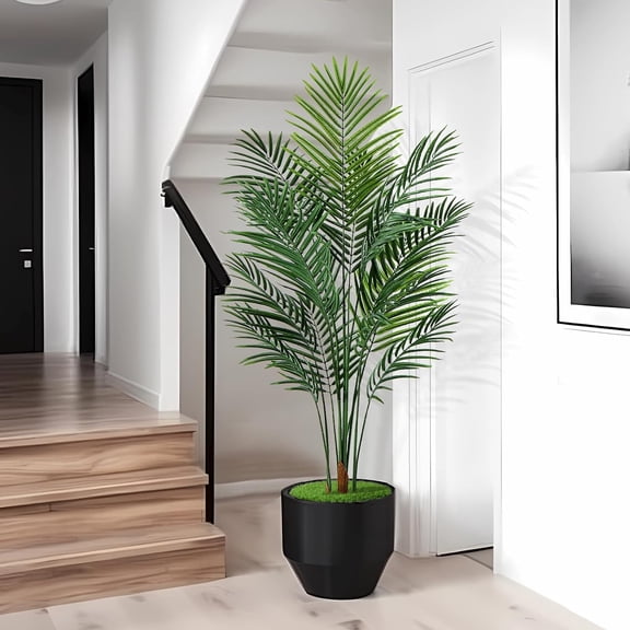 Artificial Palm Tree Outdorr 5ft, Large Fake Tropical Areca Palm Tree with 13 Trunks, Tall Faux Floor Plants for Indoor-Living Rooms, Offices, Bedroom Home Decor