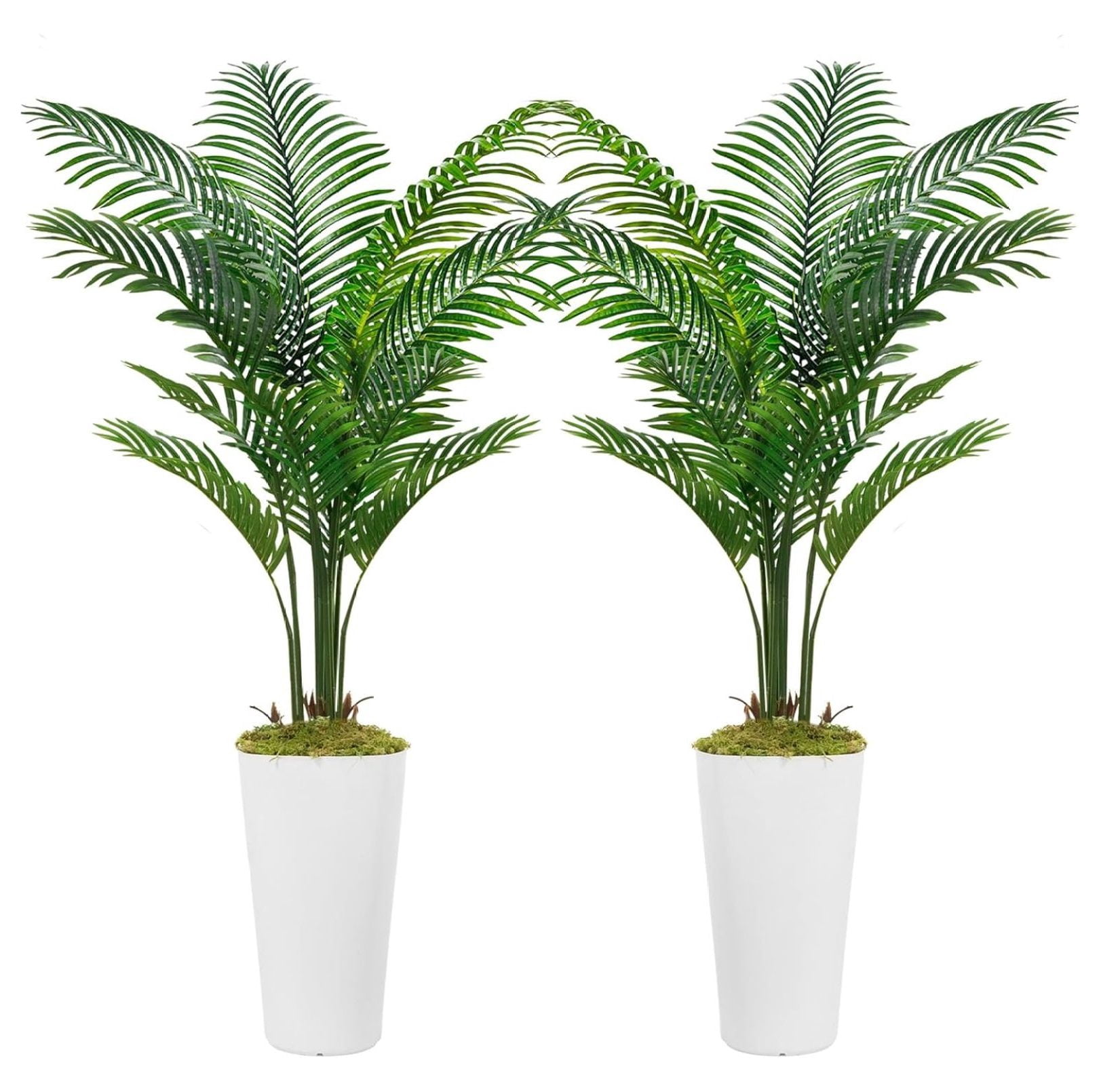 5FT Artificial Palm Tree In White Tall Planter – Fake Silk Areca Plant For Indoor Tropical Decor