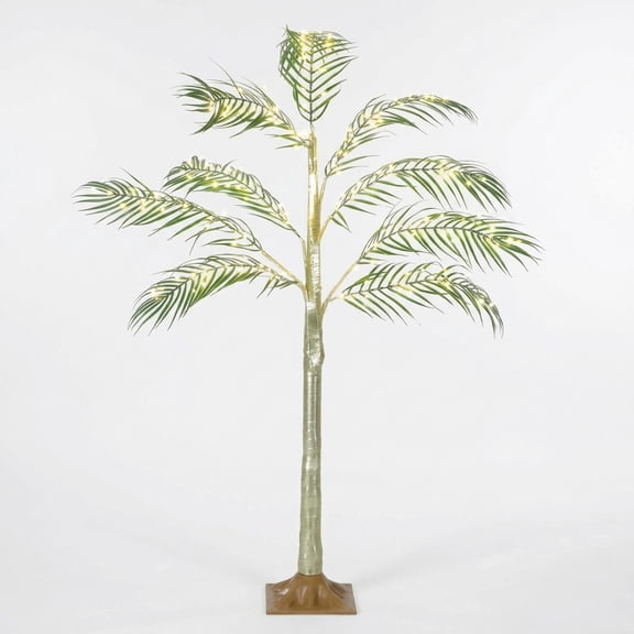 Artificial Palm Tree with 180 Warm White LED Lights, USB Powered with Timer, Lighted Palm Tree for Outdoor Holiday Garden Patio Yard Decor