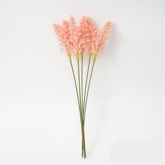 Artificial Pampas Grass Bouquet 6-Pack | Realistic Plastic Wheat Stems | Small Fresh Floral Arrangement for Vase | Photography Prop & Dried Flower Decor - White