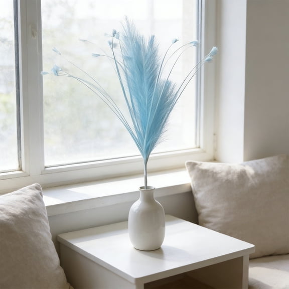 Artificial Pampas Grass Decor, Fluffy Velvet Bohemian Home Decor, Faux Marigold Floral Arrangement for Wedding Centerpiece, Living Room Bedroom Vase Filler, Maintenance-Free Feathery Dried Flower