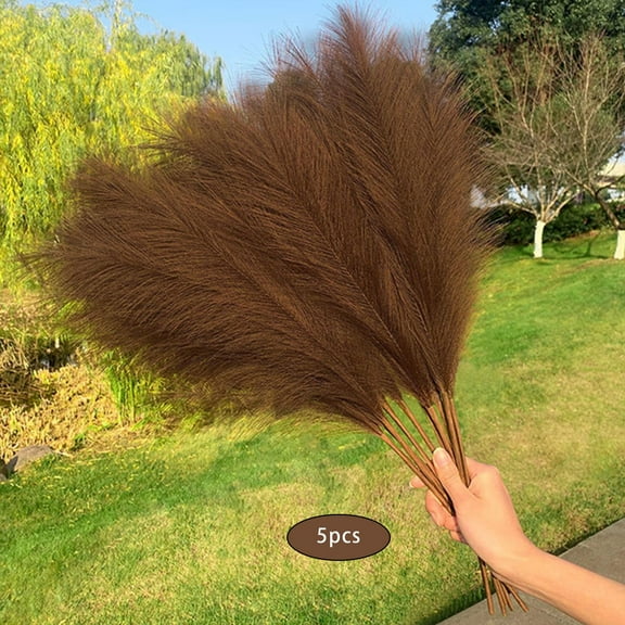 Artificial Pampas Grass Faux Bulrush Tall Reed Grass for Wedding Outdoor , brown