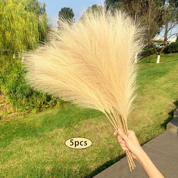 Artificial Pampas Grass Faux Bulrush Tall Reed Grass for Wedding Outdoor , yellow