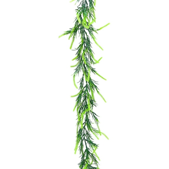 Artificial Pampas Grass Garland Vine Twigs 5.6Ft Fake Hanging Ivy Plants Silk Green Leaf Rattan Garland Greenery Decor for Indoor Outdoor Home Wedding Arch Jungle Party Garden