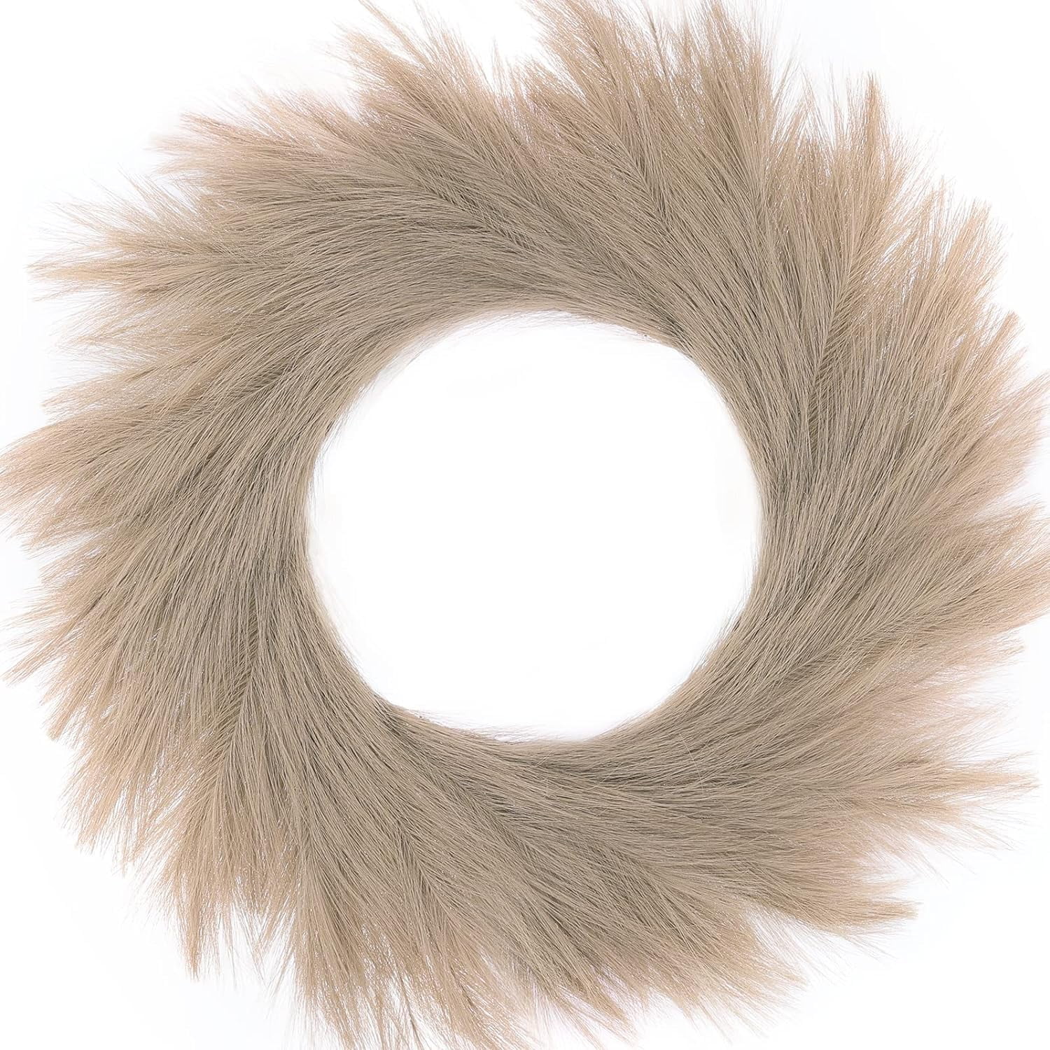 Artificial Pampas Wreath Indoor, 26" Brown Faux Pampas Dried Flower Fall Decor for Outdoor Boho Style Home Decor (Brown, 1)