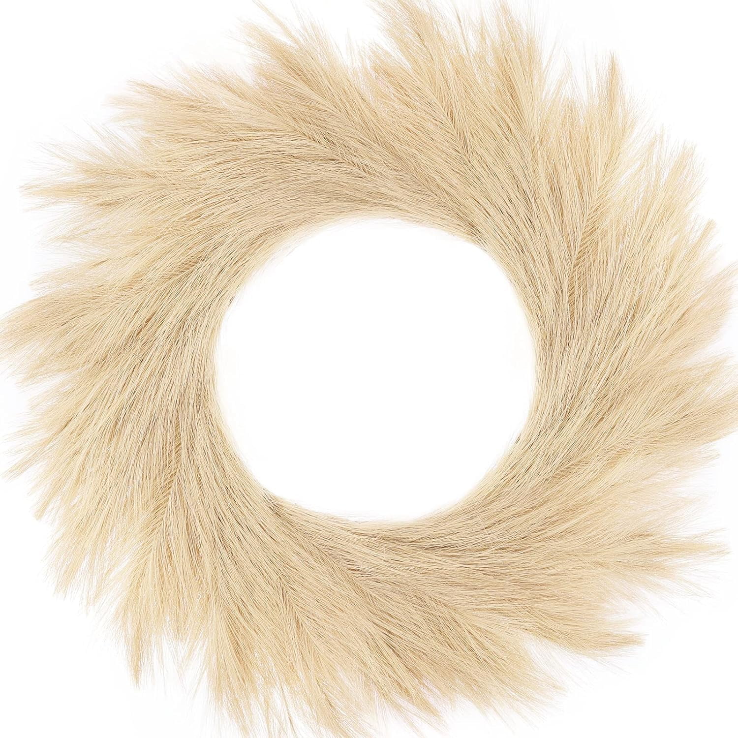 Artificial Pampas Wreath Indoor, 26" Brown Faux Pampas Dried Flower Fall Decor for Outdoor Boho Style Home Decor (Brown, 1)