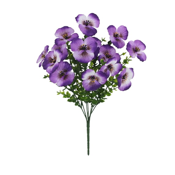 Artificial Pansies and Eucalyptus Bouquet, Realistic Artificial Flowers, Decorative Floral Arrangement for Wedding, Living Room and Indoor Scene Decoration
