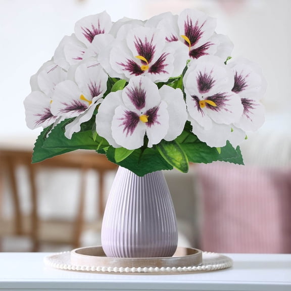 Artificial Pansies for Outdoor,Faux Plastic Flower Decor for Living Room, Bedroom, Restaurant, Garden, Wedding, Party