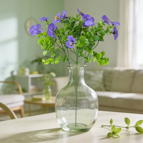 Artificial Pansy Flowers, Artificial Home and Garden Decoration Bouquets, Purple, Artificial Pansy Bouquet Pansy Flowers for Flower Bed Fence Decoration Home Garden Ornament