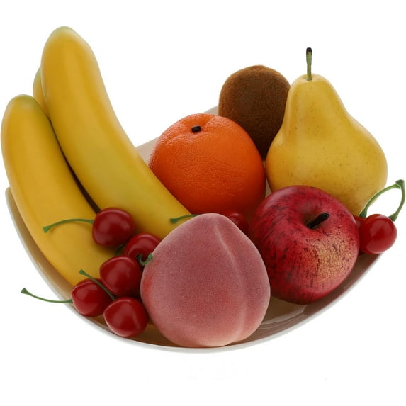 Artificial Pear Apple Banana Peach Kiwi Orange Cherry Bunche Decoration Fake Fruit Lifelike Food Kitchen Toy