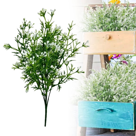 Artificial Pearl Berry Flower Stem Faux Greenery Bush for Home Wedding Table Centerpiece Garden Decor,White,1 Bundle
