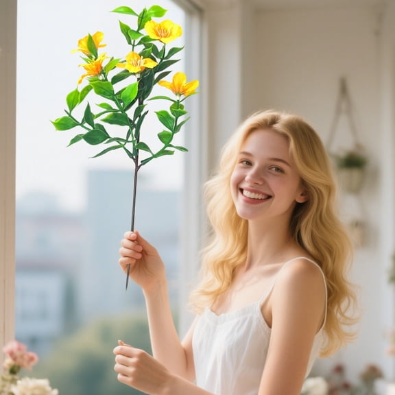 Artificial Pentaphyllus, Simulation Flower, Plastic Home Decoration Branches, Flexible Adjustable Foliage For Arrangements And Holiday Displays
