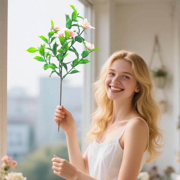 Artificial Pentaphyllus, Simulation Flower, Plastic Home Decoration Branches, Flexible Adjustable Foliage For Arrangements And Holiday Displays