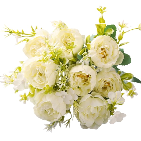 Artificial Peonies Faux Flowers, Fake Peonies Artificial Flower Bouquet for Table Centerpiece Vase Decor, Silk Flowers for Home Wedding Party Decor, Florals Arrangements Decor, 1Pc(Beige,13x7")