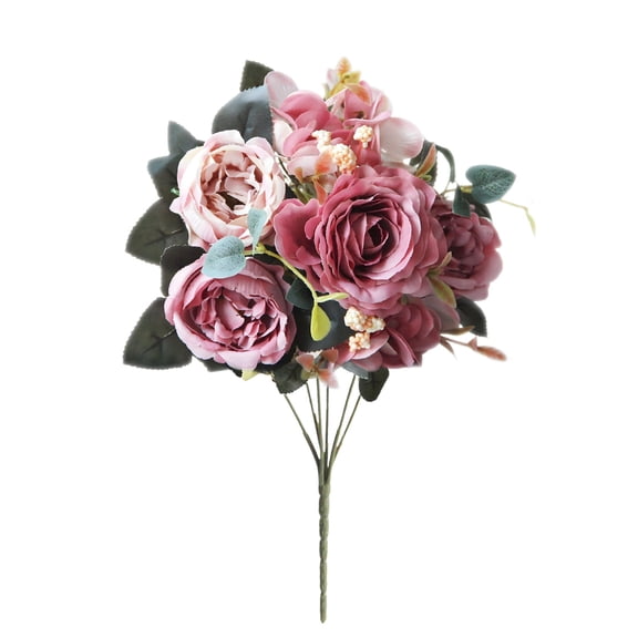 Artificial Peonies Peony Bouquet, 11.8 inch Artificial Peonies Silk Flowers, Faux Peony Bouquet 1 Bundle, Fake Plastic Flower Bulk, Fake Flowers for Farmhouse Home Boho Wedding Table Centerpiece