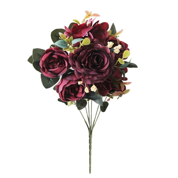 Artificial Peonies Peony Bouquet, 11.8 inch Artificial Peonies Silk Flowers, Faux Peony Bouquet 1 Bundle, Fake Plastic Flower Bulk, Fake Flowers for Farmhouse Home Boho Wedding Table Centerpiece