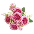 thumbnail image 1 of Artificial Peonies Silk Flowers 5 Bundles with Stem Real Touch Fake Flowers Bouquet Spring Faux Flower Bulk for Wedding Home Centerpiece Party Kitchen Farmhouse Table Decor Rose Purple, 1 of 2